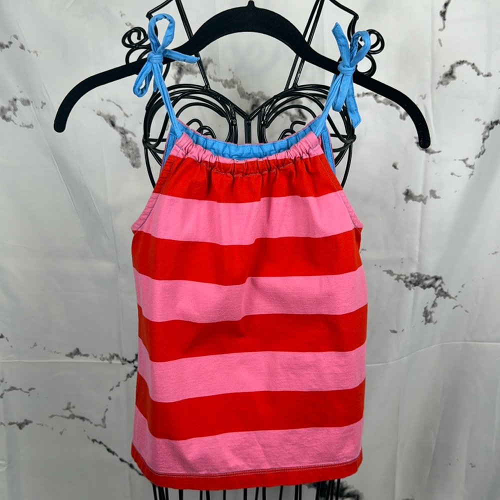 Hanna Andersson Pillowcase Dress Tunic Broad Stripe Tie Straps Cotton Adjustable